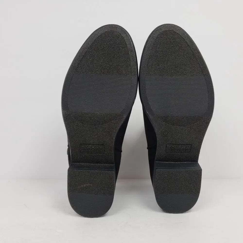 Sonoma Goods For Life Osmona Girls Size 4Y Black Side Zip Ankle Bootie Boots